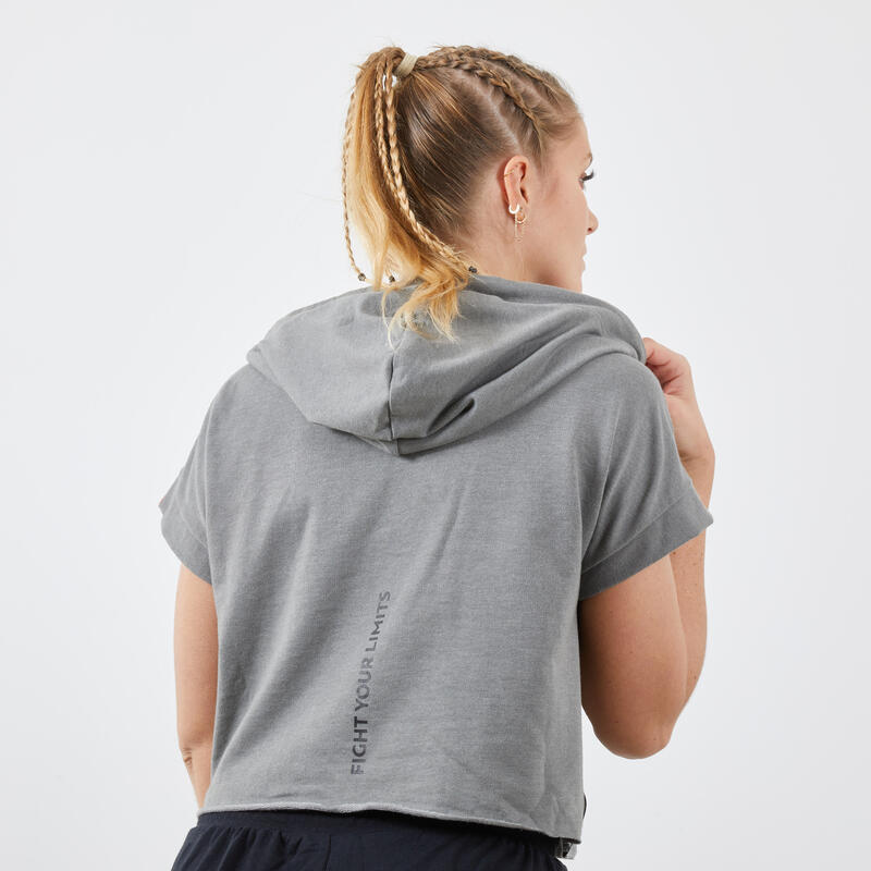 HOODIE DE BOXE AVEC CAPUCHE 100 FEMME GRIS