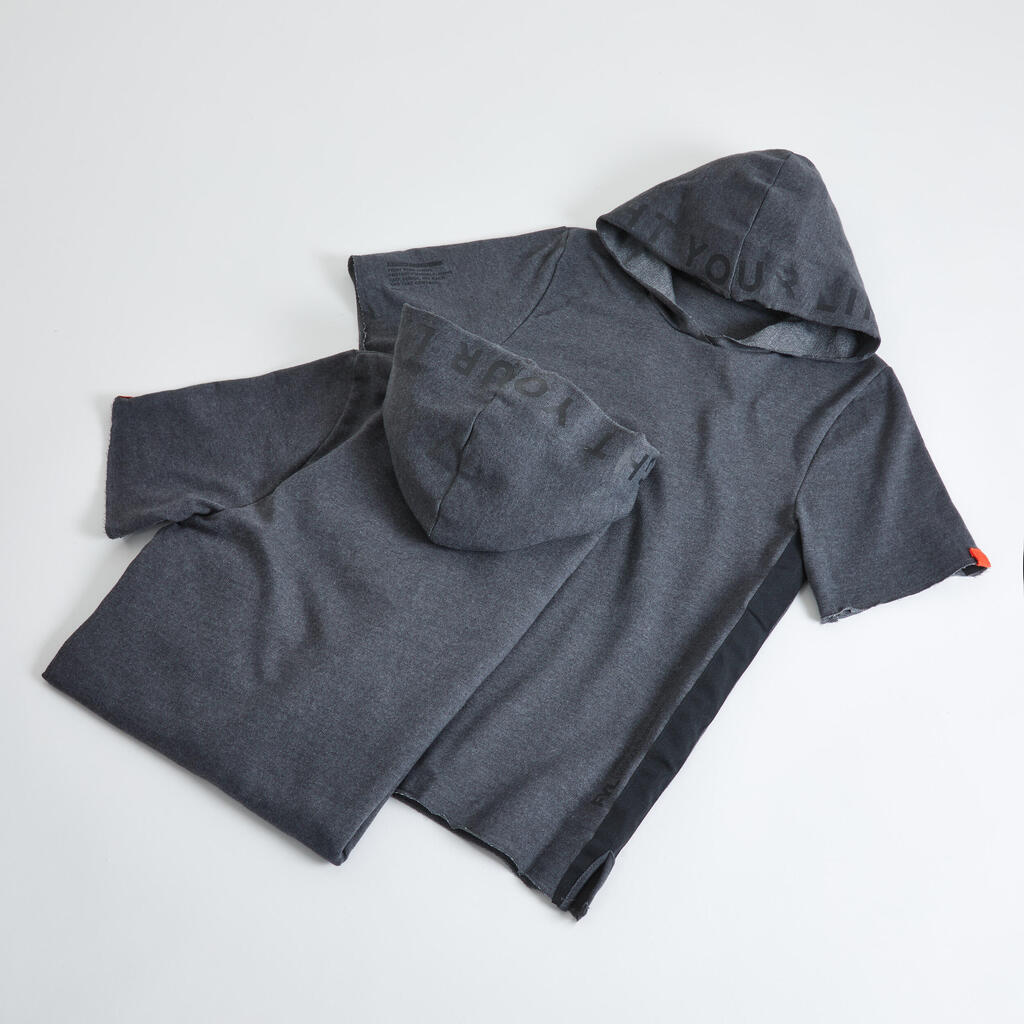 HOODIE DE BOXE AVEC CAPUCHE 100 HOMME GRIS