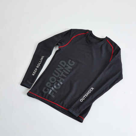 Men's MMA and Grappling Rashguard - Smoky Black/Royal Red