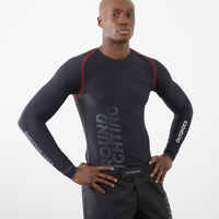 Men's MMA and Grappling Rashguard - Smoky Black/Royal Red