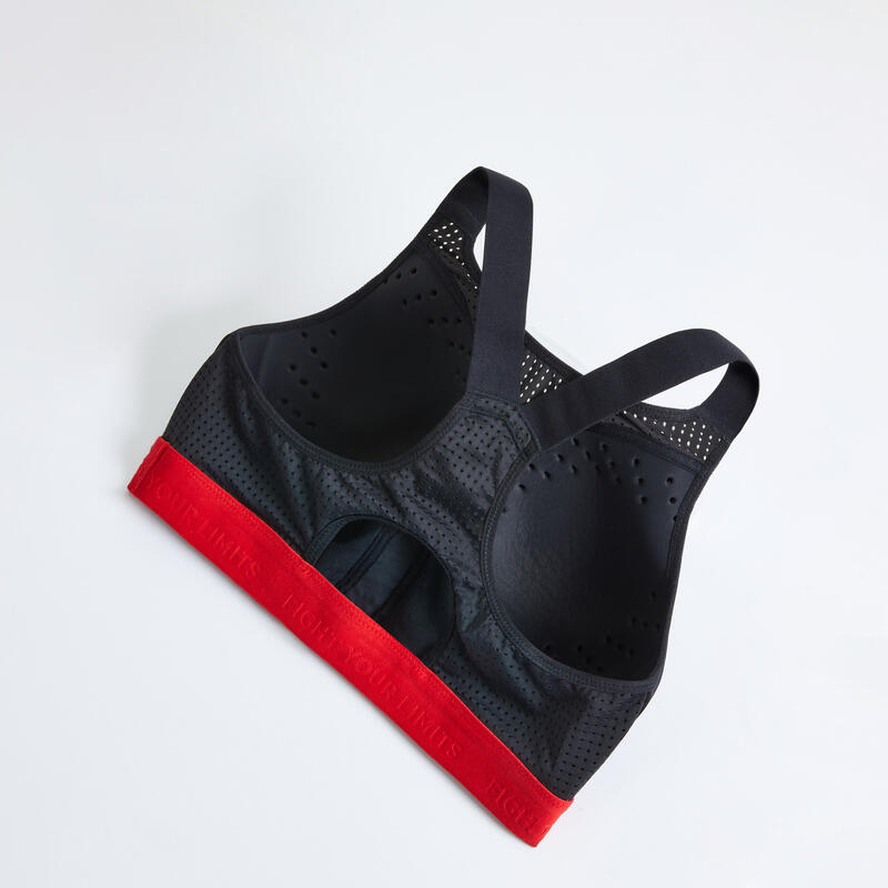 Top 2 in 1 donna sport da combattimento 500 sostegno e protezione nero