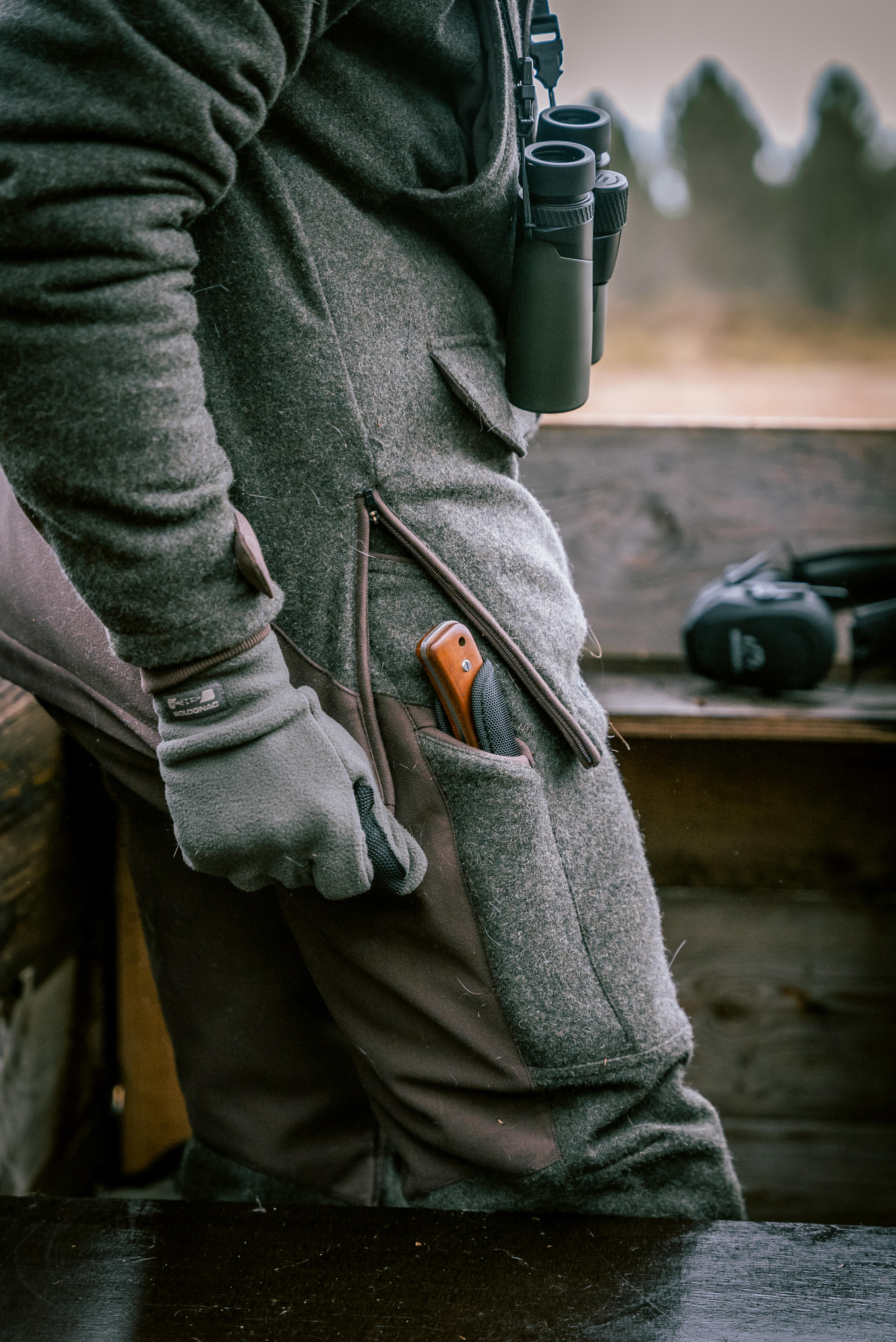 Jagdhose 900 Wolle warm geräuscharm grün   13/18