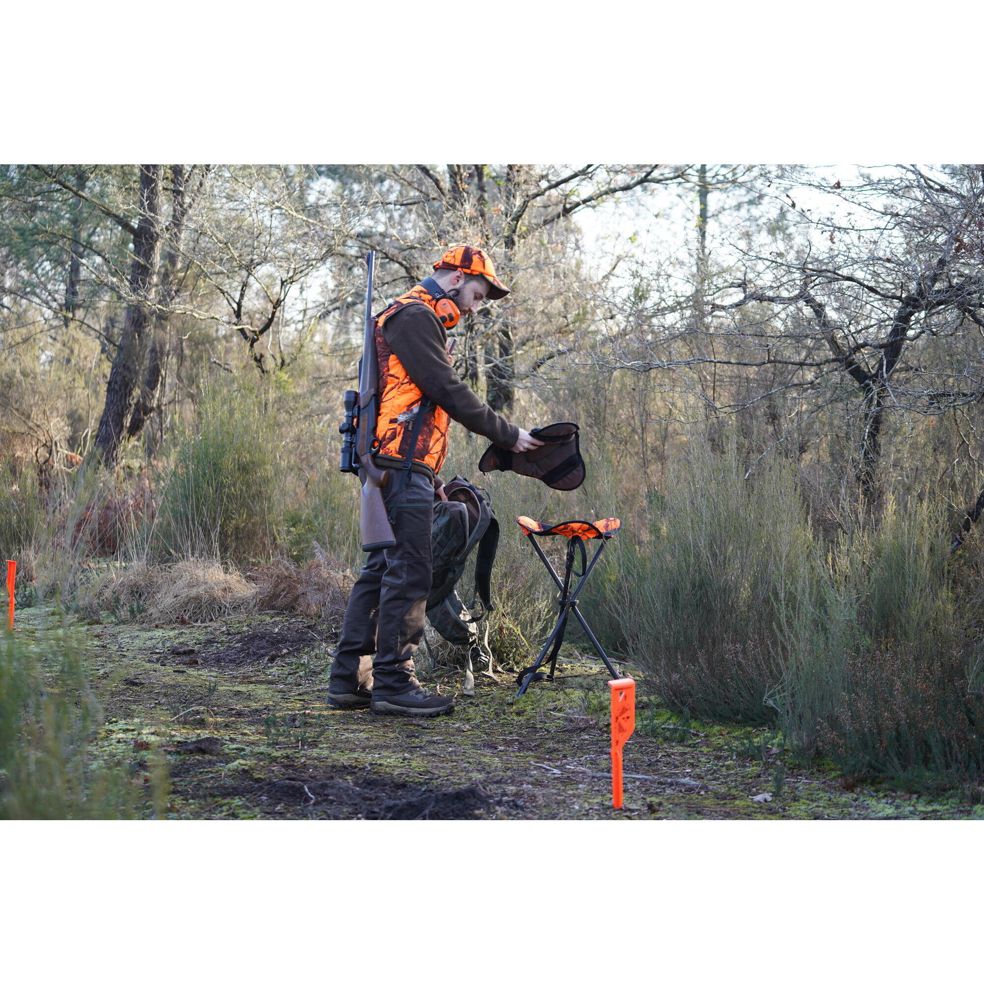 HUNTING CAP WITH FLAP CAMOUFLAGE ORANGE