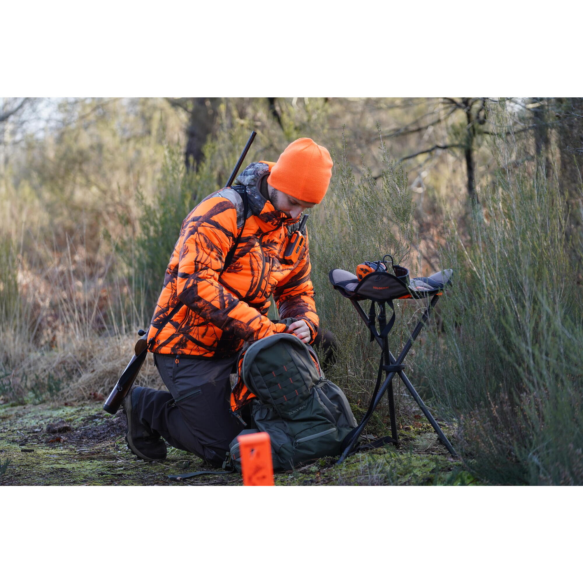 REVERSIBLE HUNTING CAP ORANGE GREEN 300