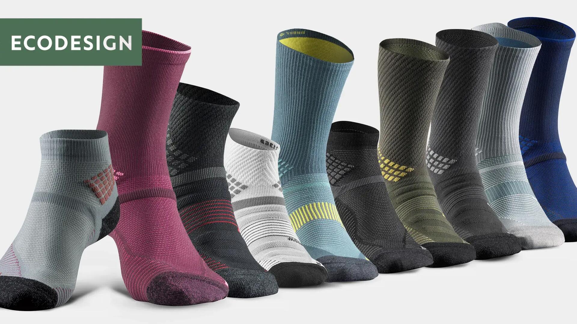 Hiking socks - MH900 High Kaki  x 2 pairs