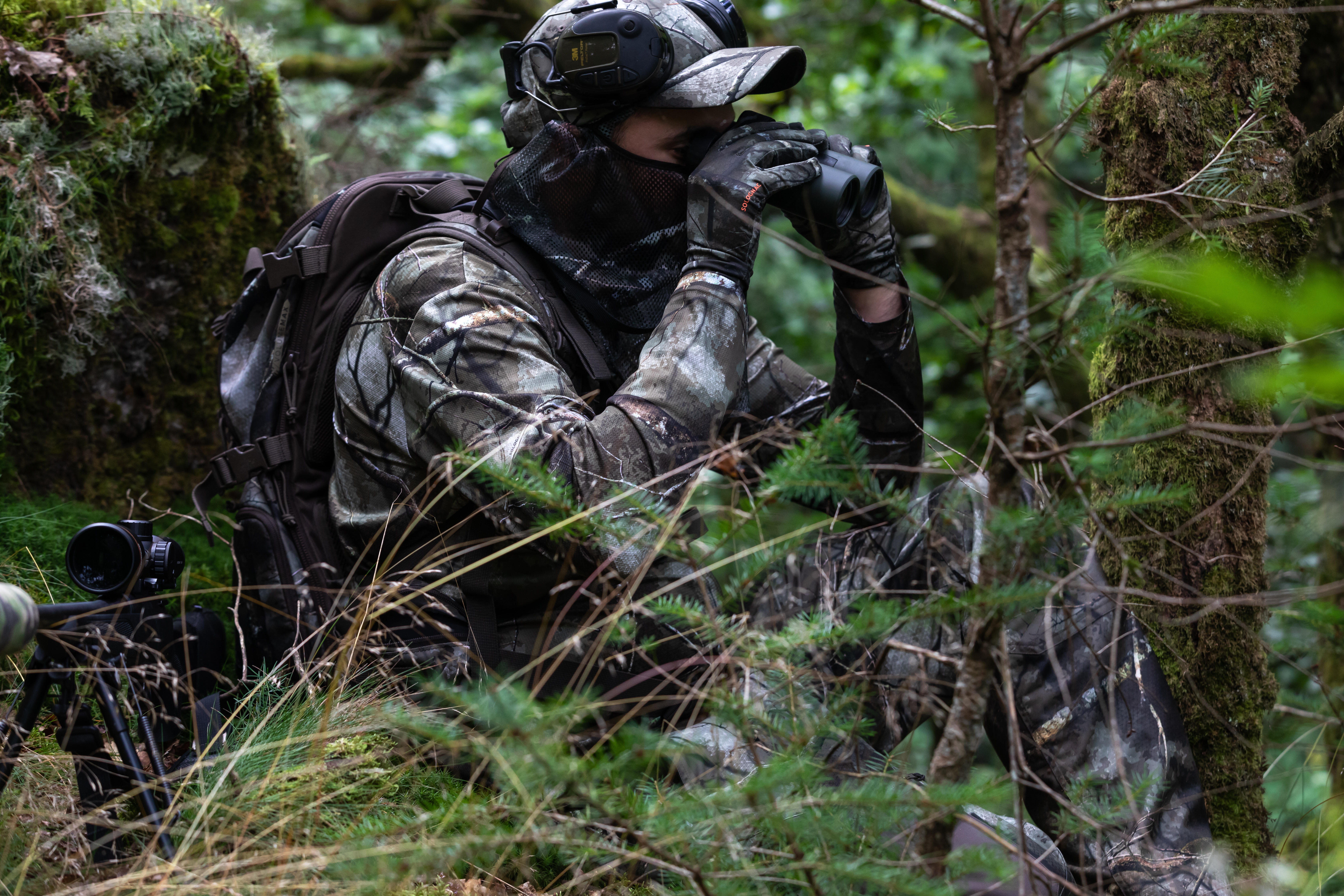 T-Shirt de chasse manches longues respirant - 100 Treemetic camouflage - SOLOGNAC