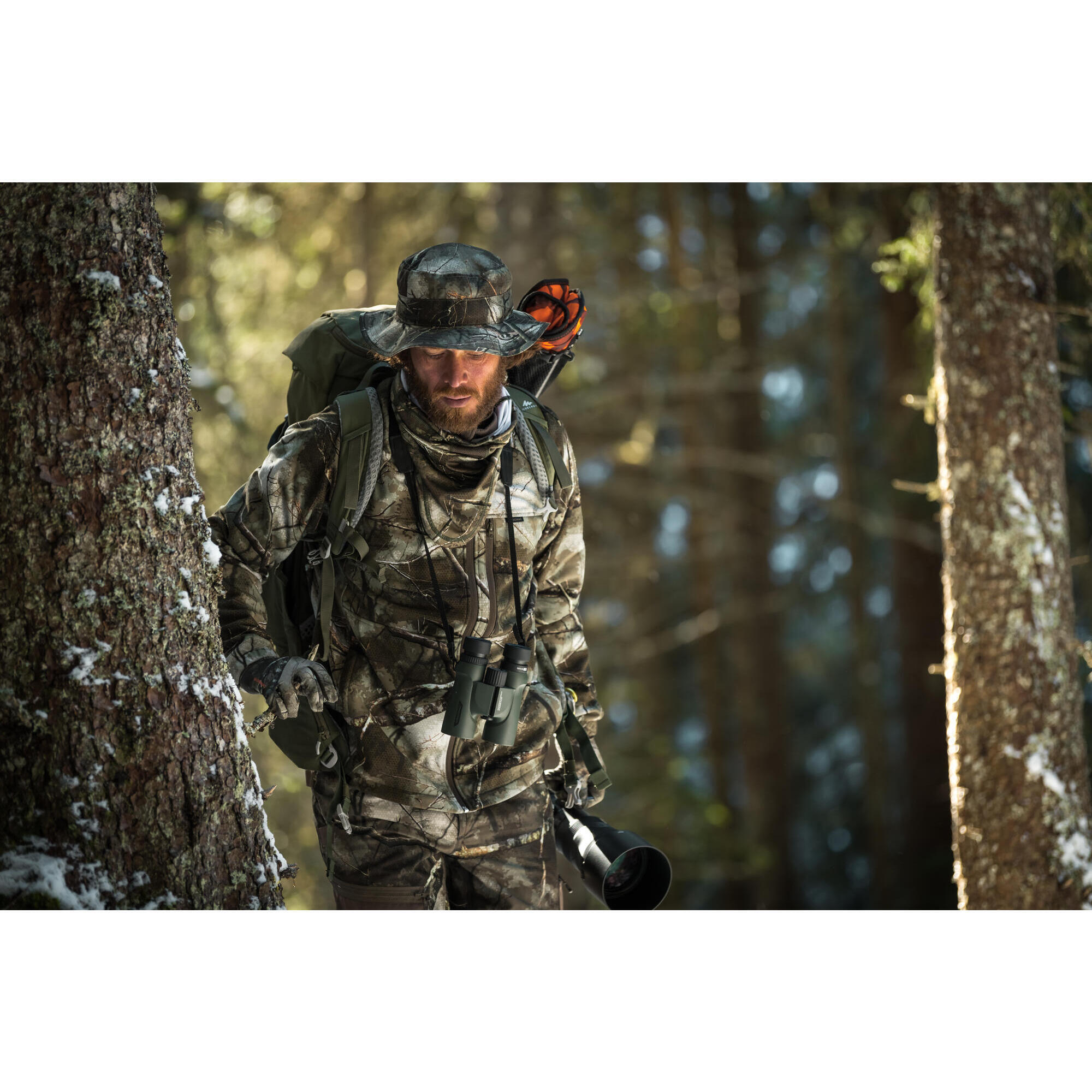 POLAIRE CHASSE SILENCIEUSE CHAUDE DEPERLANTE 300 CAMOUFLAGE