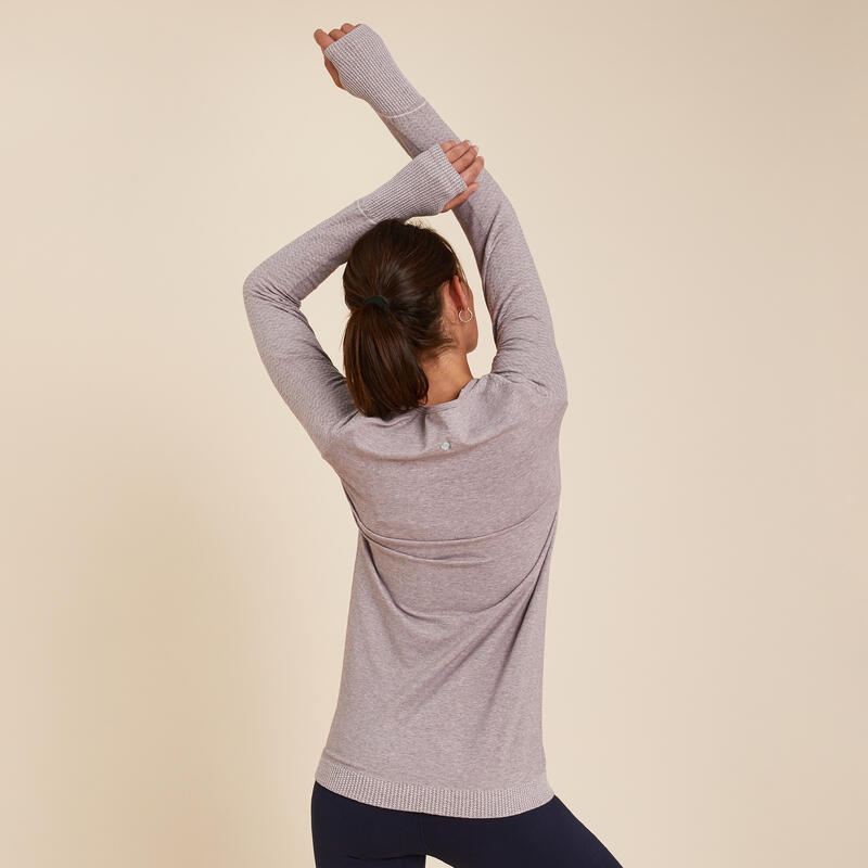 Camiseta yoga manga larga algodón | Decathlon
