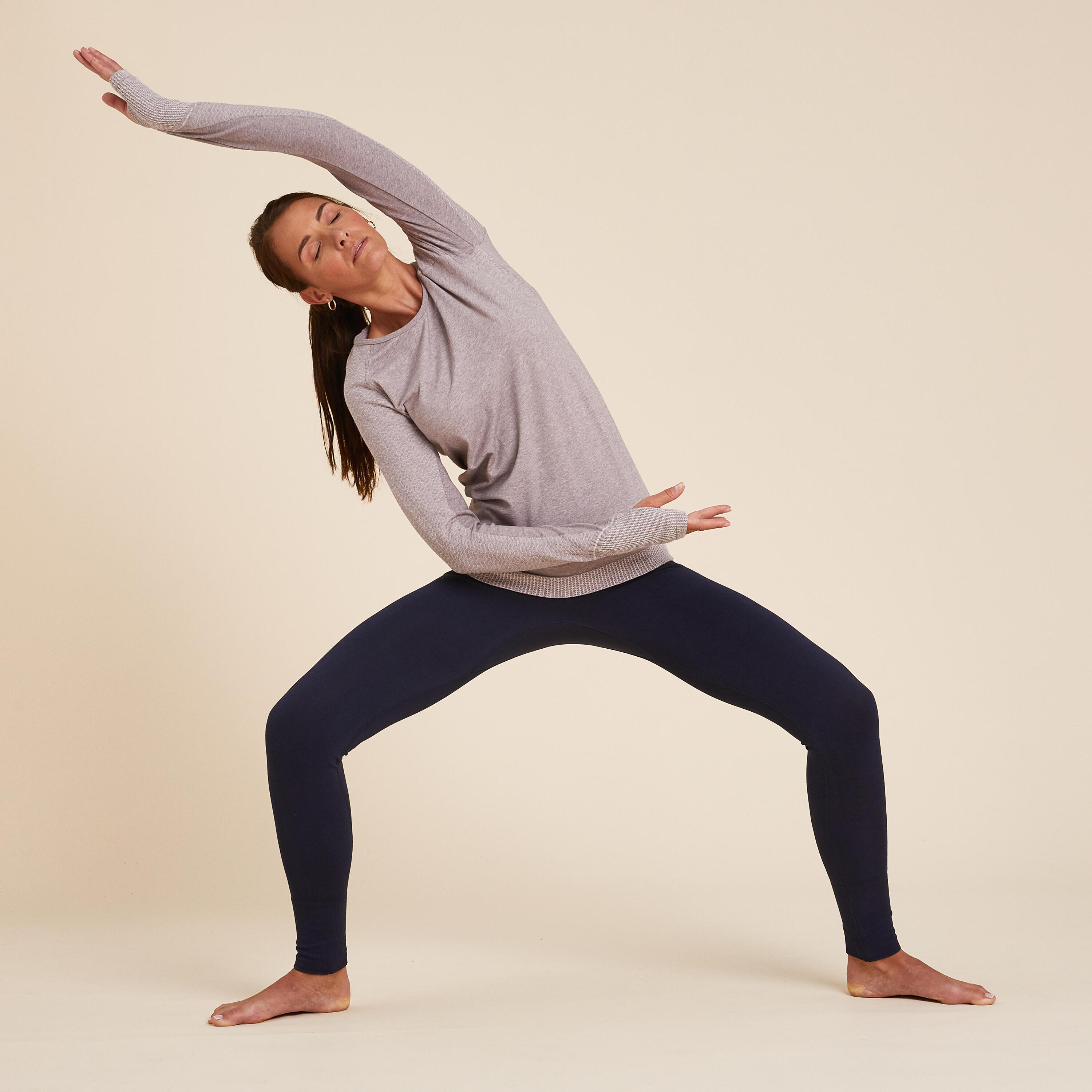 Seamless Long-Sleeved Gentle Yoga T-Shirt - Blue/Grey 2/8