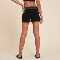 Shorts sanftes Yoga Damen Ecodesign schwarz/graumeliert