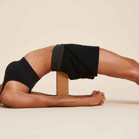Γυναικείο βαμβακερό σορτς για yoga φιλικό προς το περιβάλλον - Πιτσιλωτό γκρι