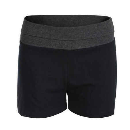 Women's Sustainable Cotton Yoga Shorts - Black/Mottled Grey