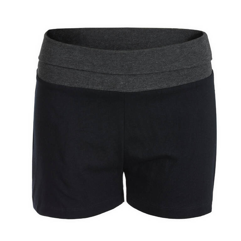 Women's Cotton Yoga Shorts - Black/Grey Marl