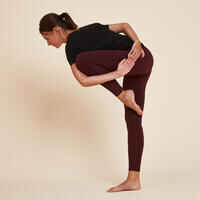 Women's Technical Cotton Yoga Leggings - Burgundy