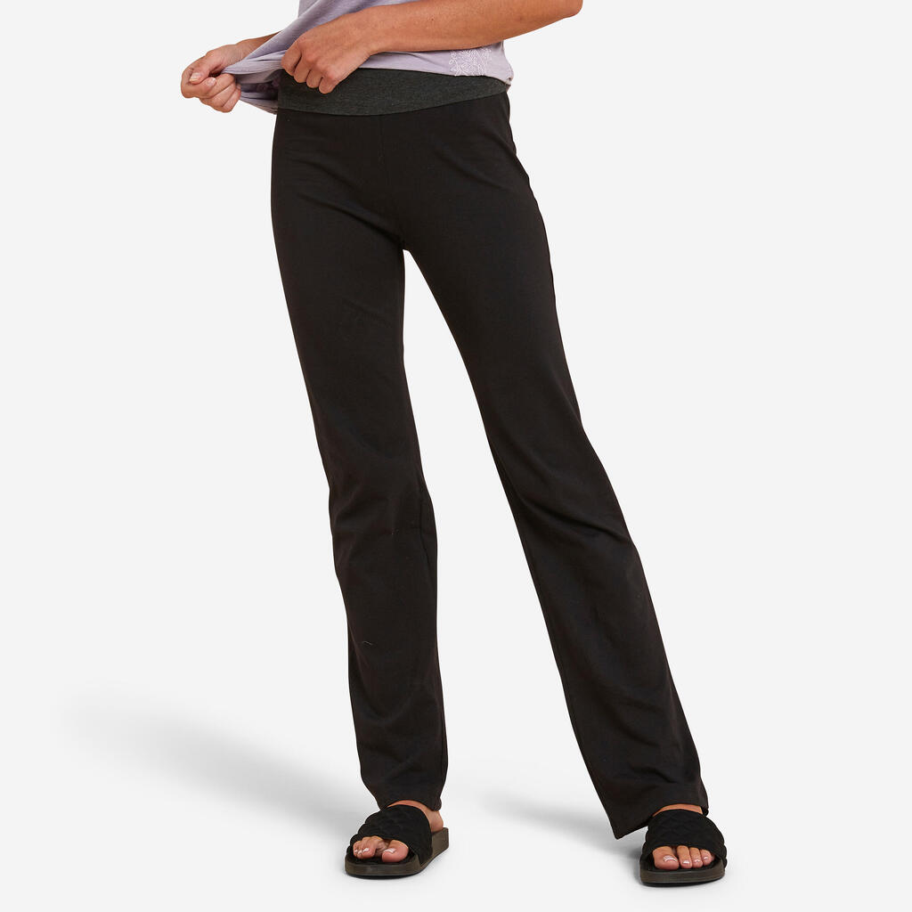 Pantalón de Yoga de Algodón para Mujer Gris Rosa Ecodiseñado