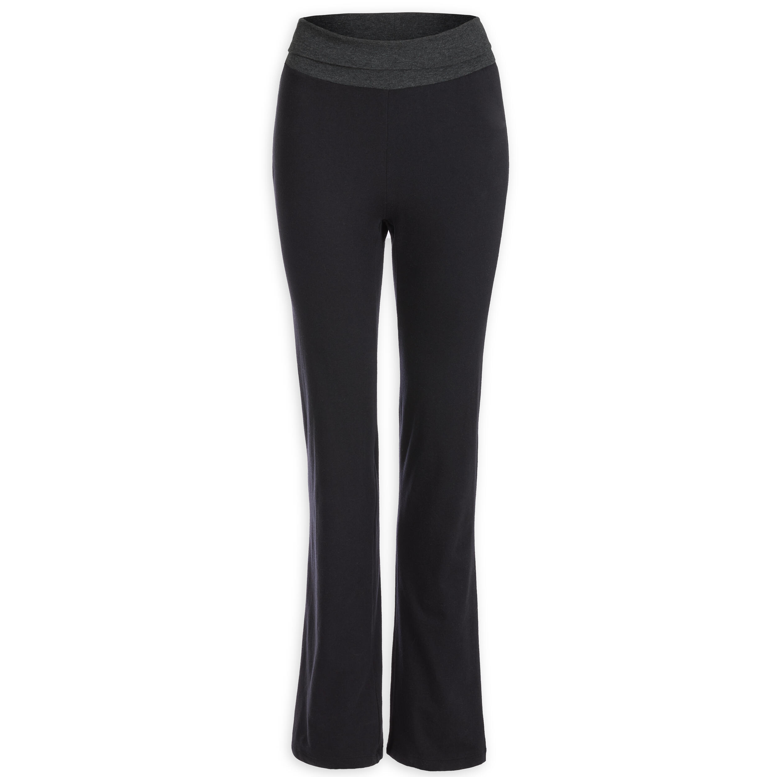 PANTALÓN YOGA MUJER ALGODÓN ORGÁNICO NEGRO/GRIS - Decathlon