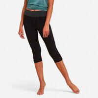 Women's Slim-Fit Cotton Yoga Cropped Bottoms - Black/Grey