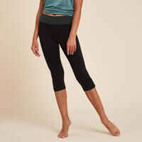 Women's Slim-Fit Cotton Yoga Cropped Bottoms - Black/Grey