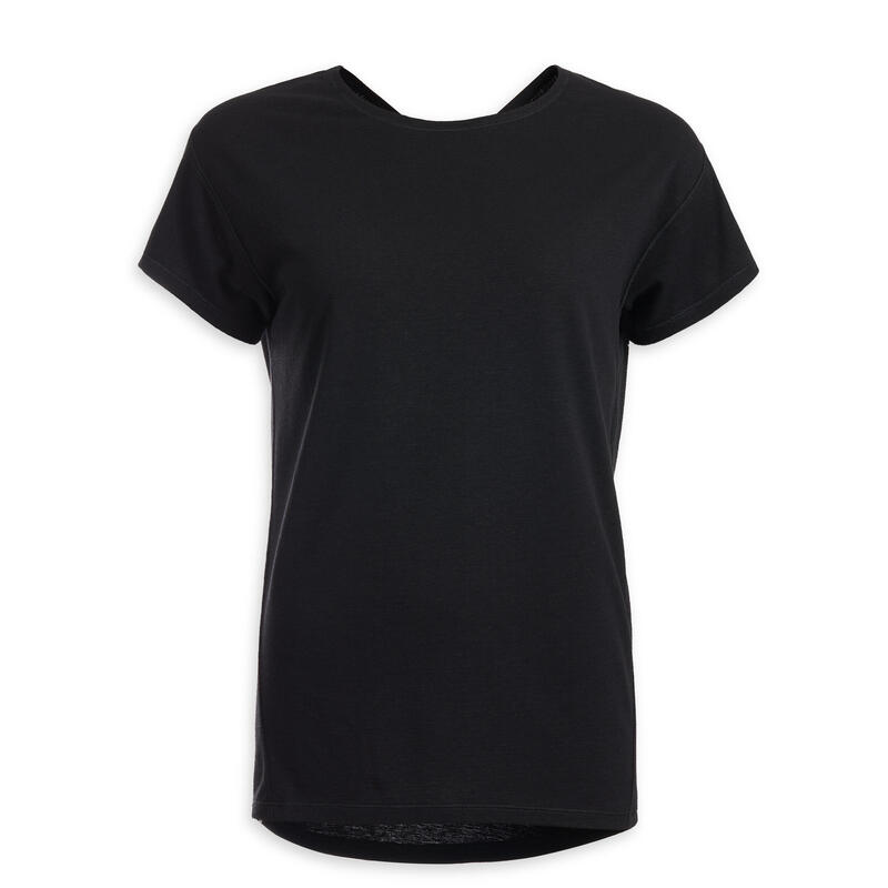 T-shirt voor zachte yoga dames zwart