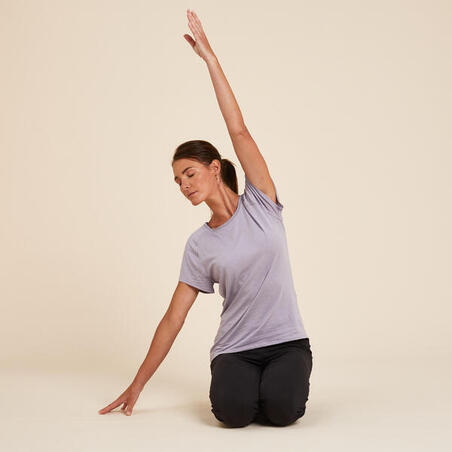 Ženska majica za jogu u boji lavande