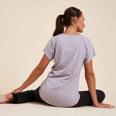 Gentle yoga T-shirt - Women - Purple - Kimjaly - Decathlon