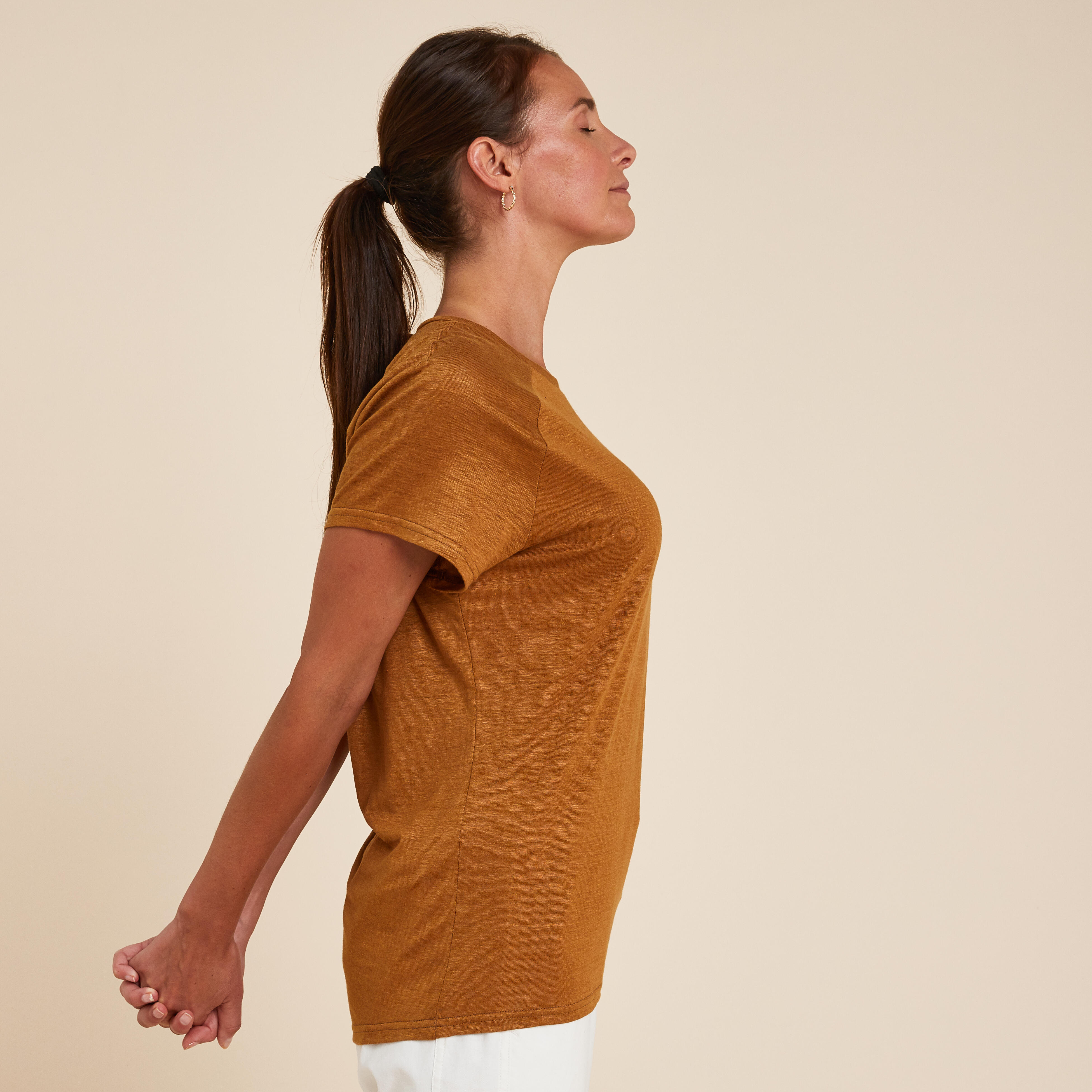Women's Short-Sleeved Linen Yoga T 