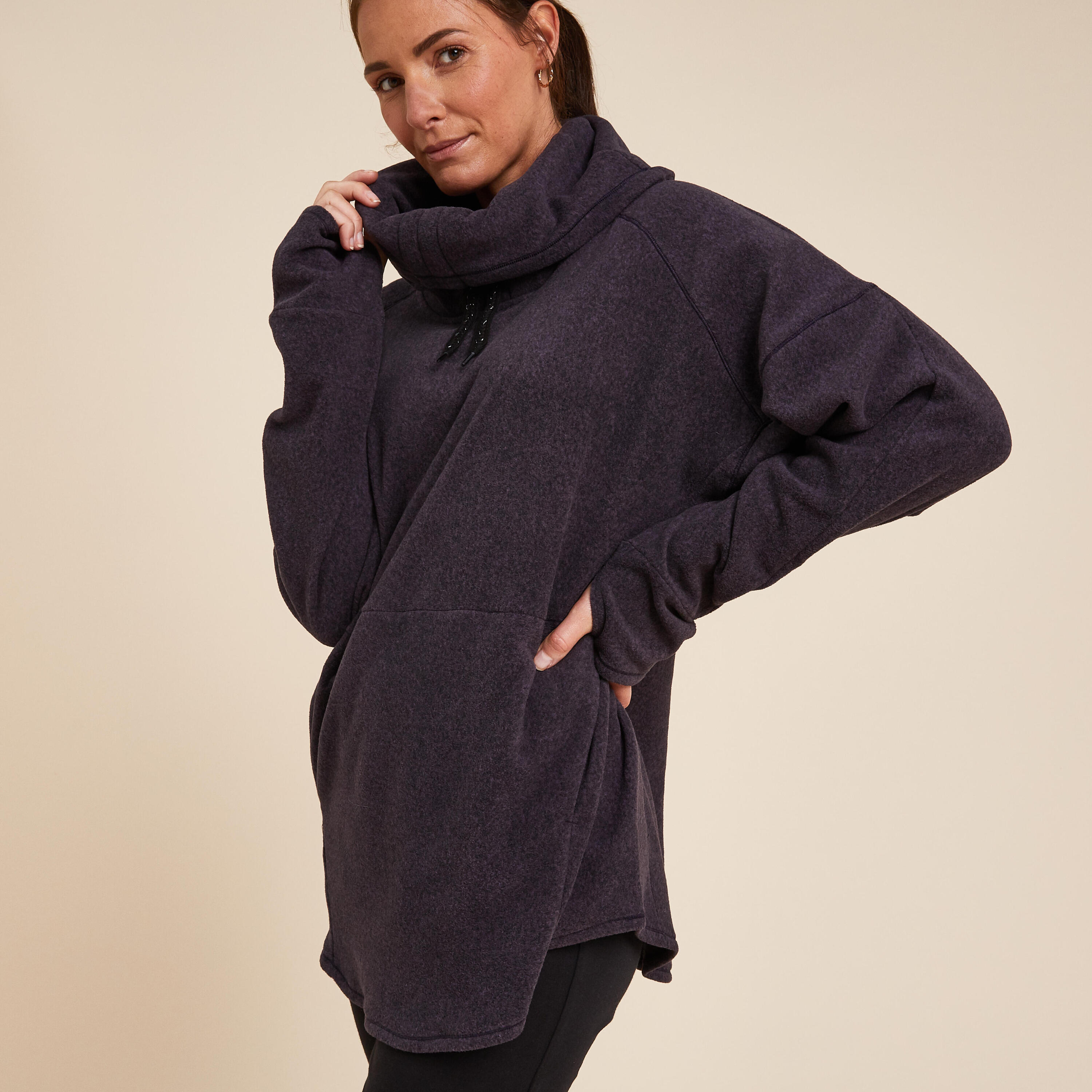 Women's Fleece Relaxation Yoga Sweatshirt - Dark Purple 3/9