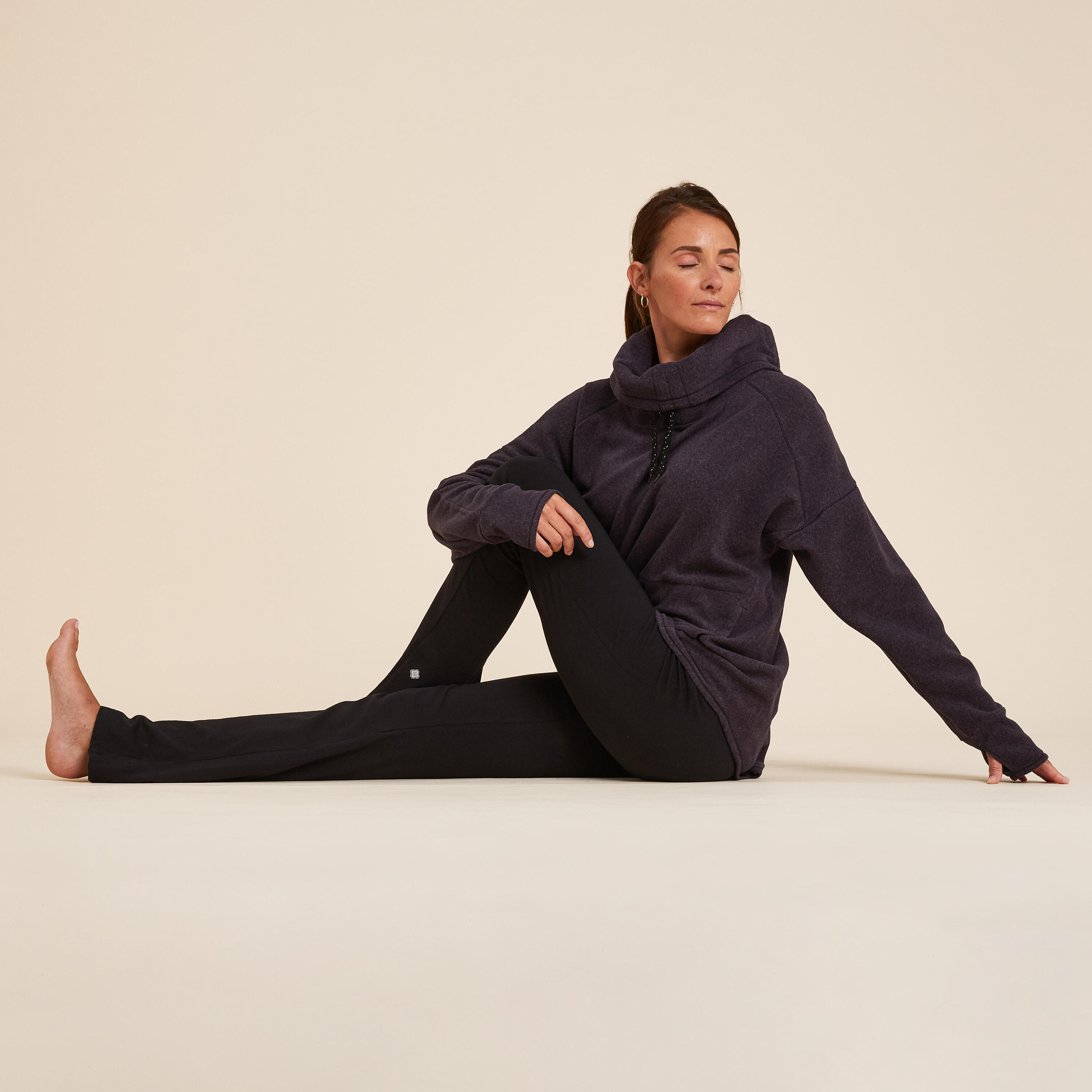 Women's Fleece Relaxation Yoga Sweatshirt - Dark Purple 2/9