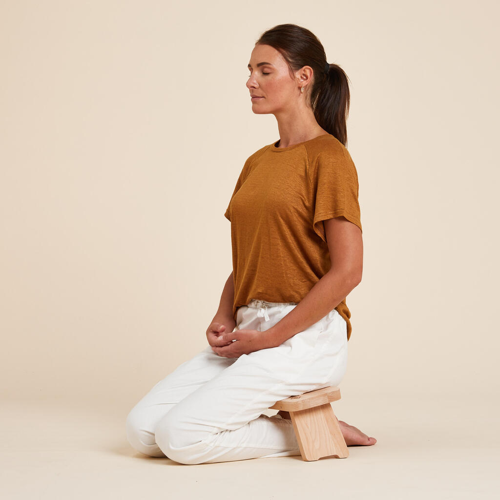 Yogahose Damen Stoff altweiss 