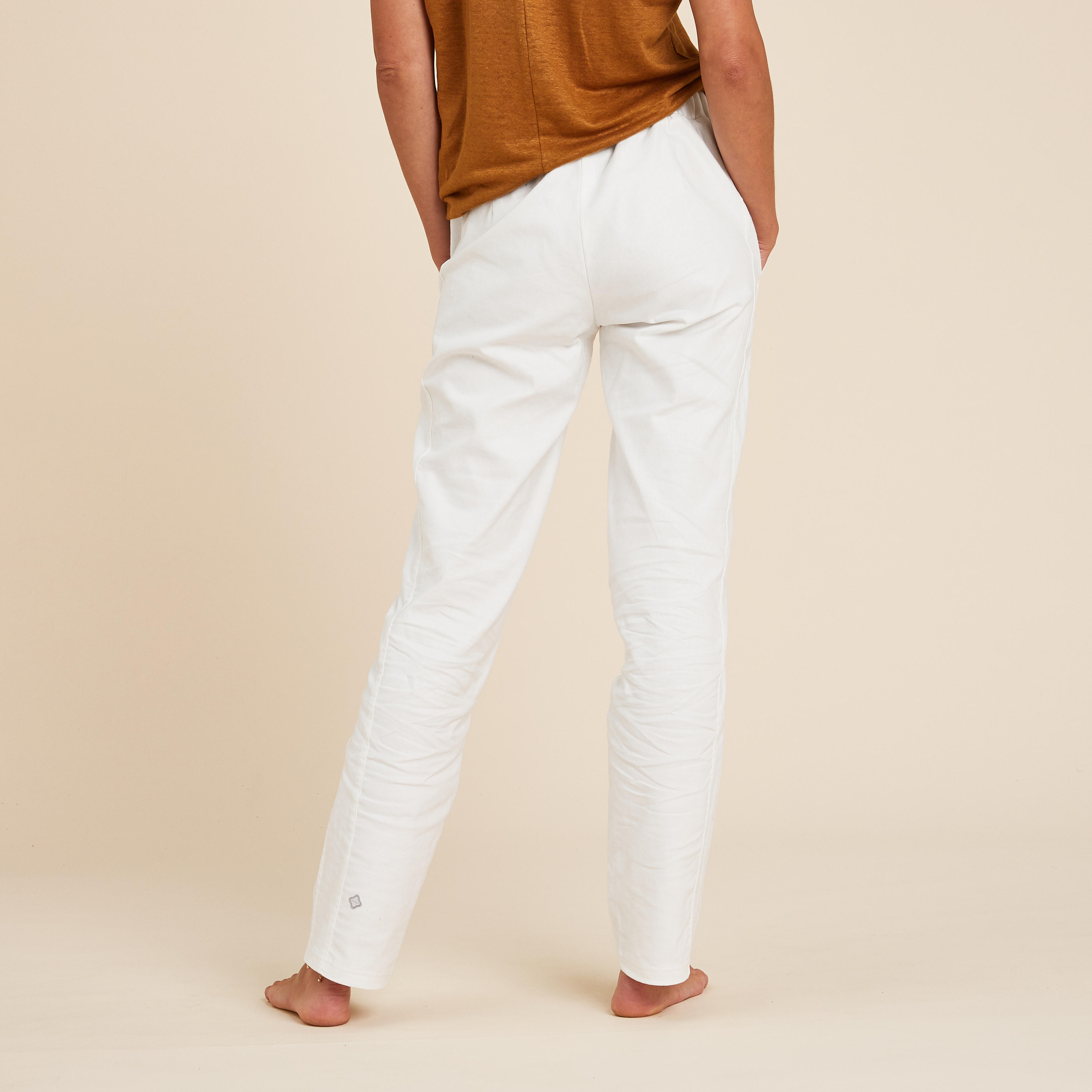 Pantaloni donna yoga tela bianchi KIMJALY | DECATHLON