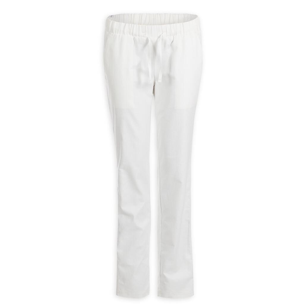 Yogahose Damen Stoff altweiss 