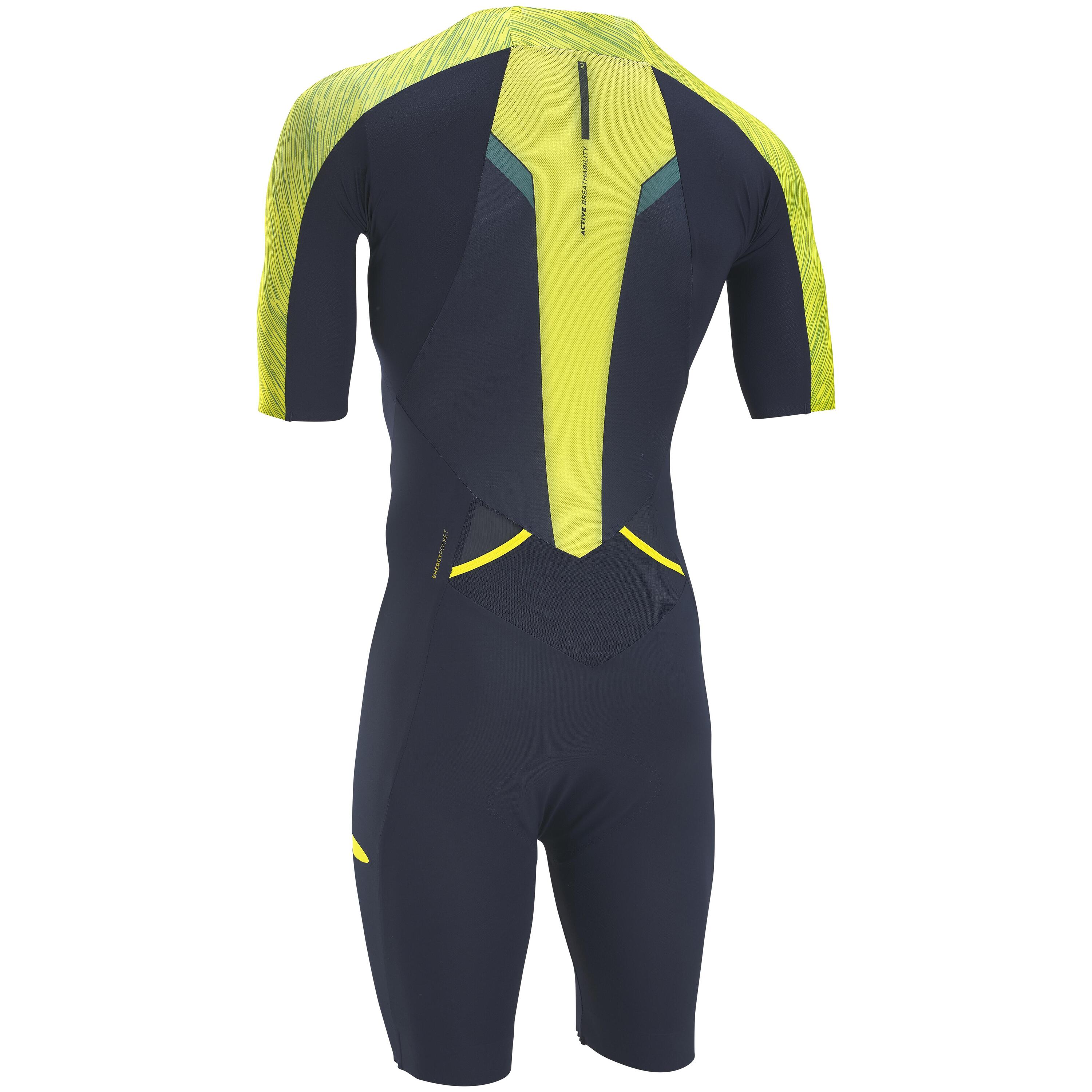 MEN'S TRIATHLON LD TRISUIT NAVY BLUE LIME 2/4