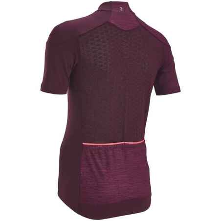 Maillot ciclismo manga corta mujer Van Rysel 500 burdeos