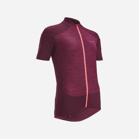 Jersey Sepeda Lengan Pendek Wanita 500 - Burgundy