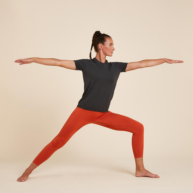 T-Shirt Damen Yoga - schwarzmeliert