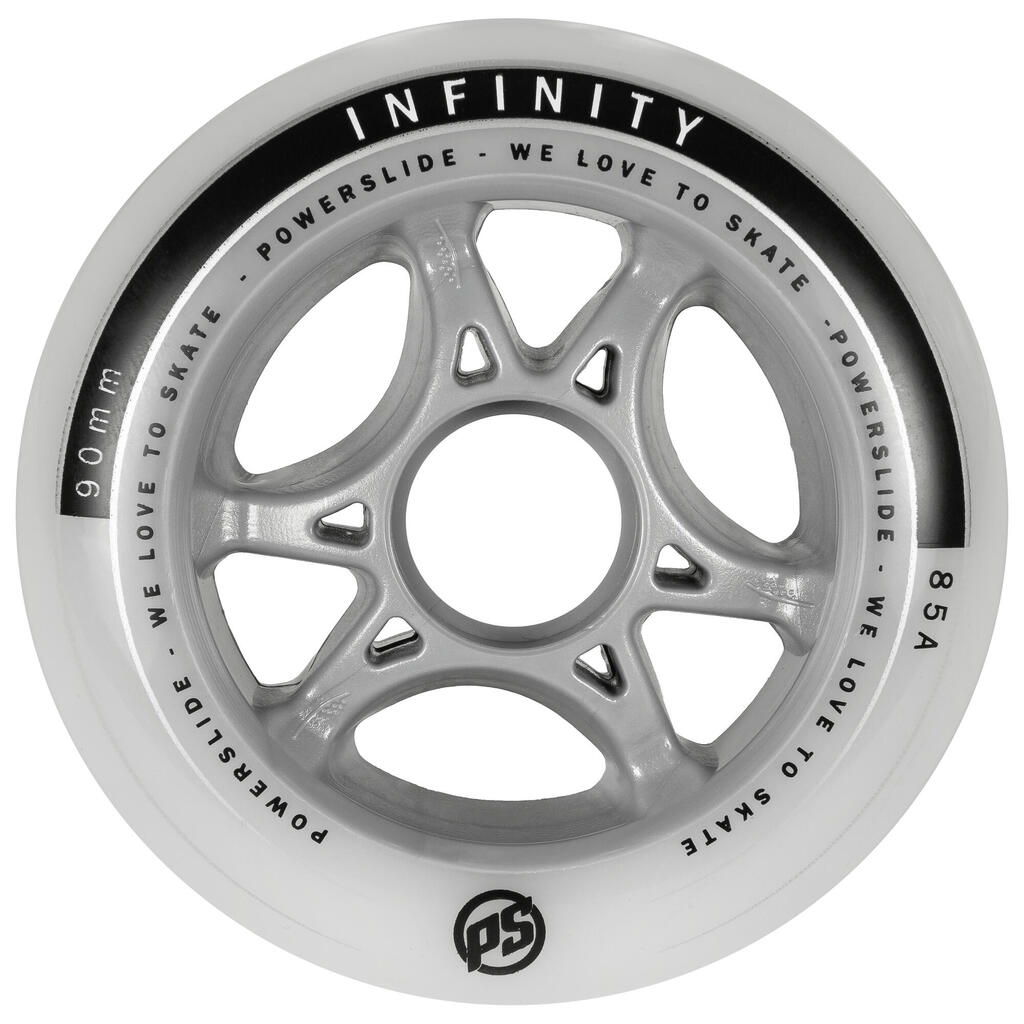 Bela kolesa za rolko za odrasle INFINITY (90 mm 85A, 4 kosi)