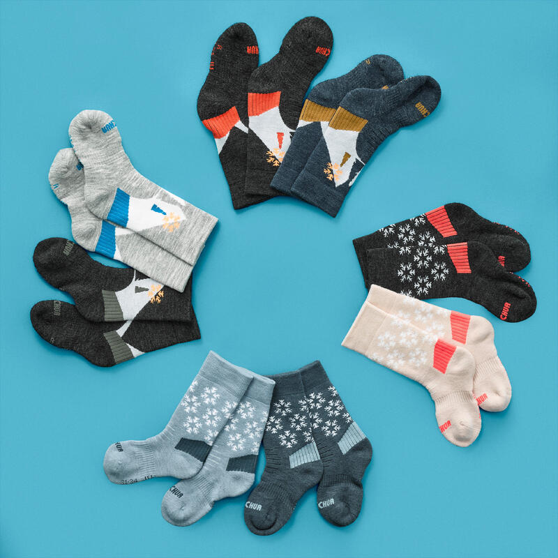 Chaussettes chaudes de randonnée - SH100 MID - enfant X2 paires