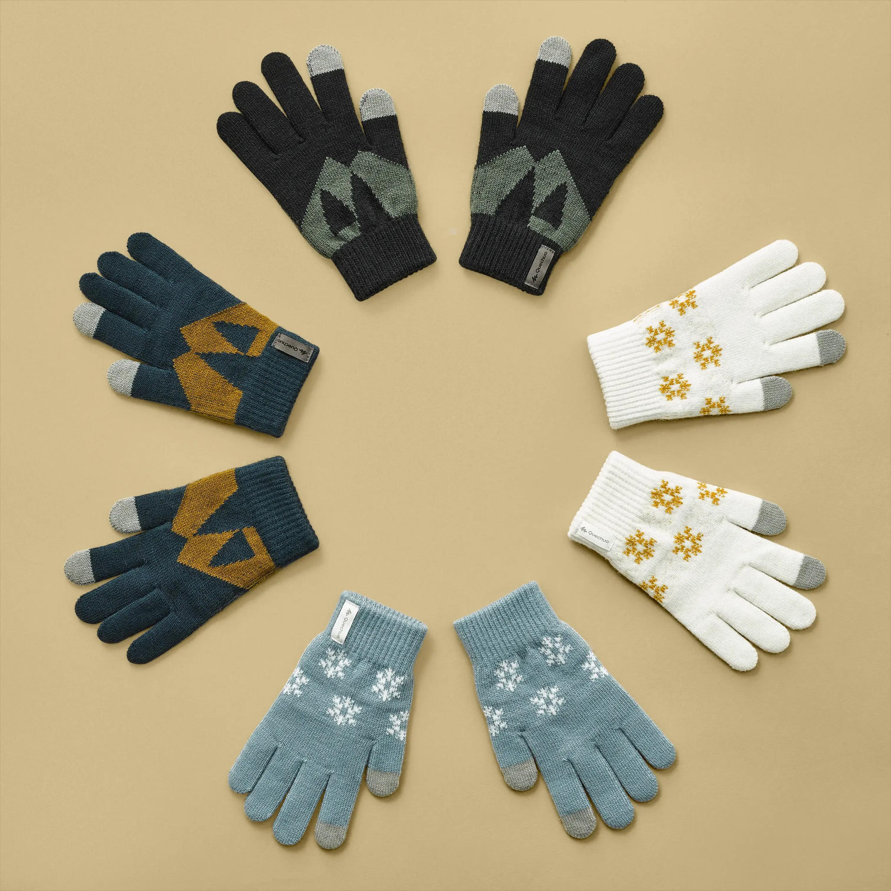 KIDS’ TOUCHSCREEN COMPATIBLE HIKING GLOVES - SH100 KNITTED - AGED 4-14 YEARS 5/5