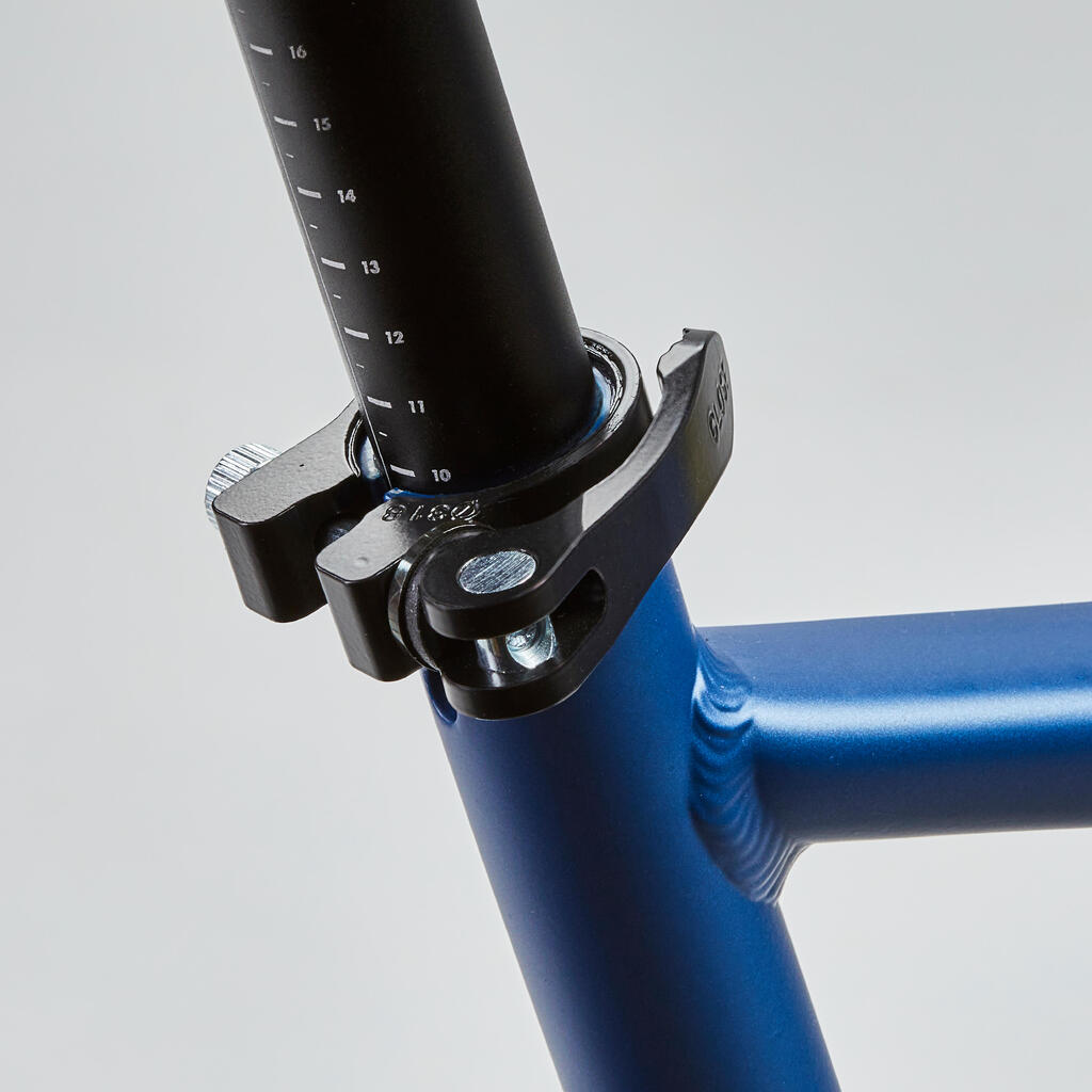 Lightweight 9-speed, single-chainring hybrid bike, blue