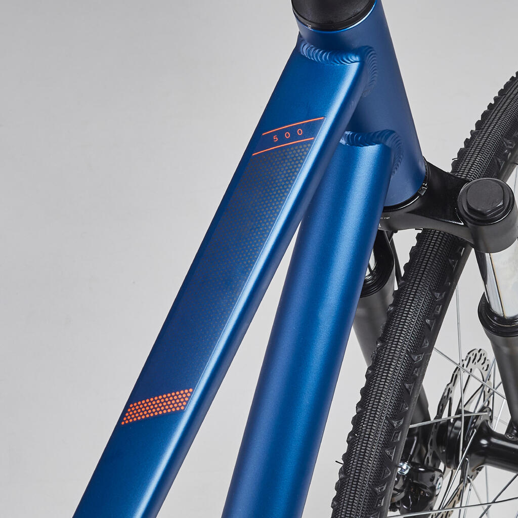 Lightweight 9-speed, single-chainring hybrid bike, blue