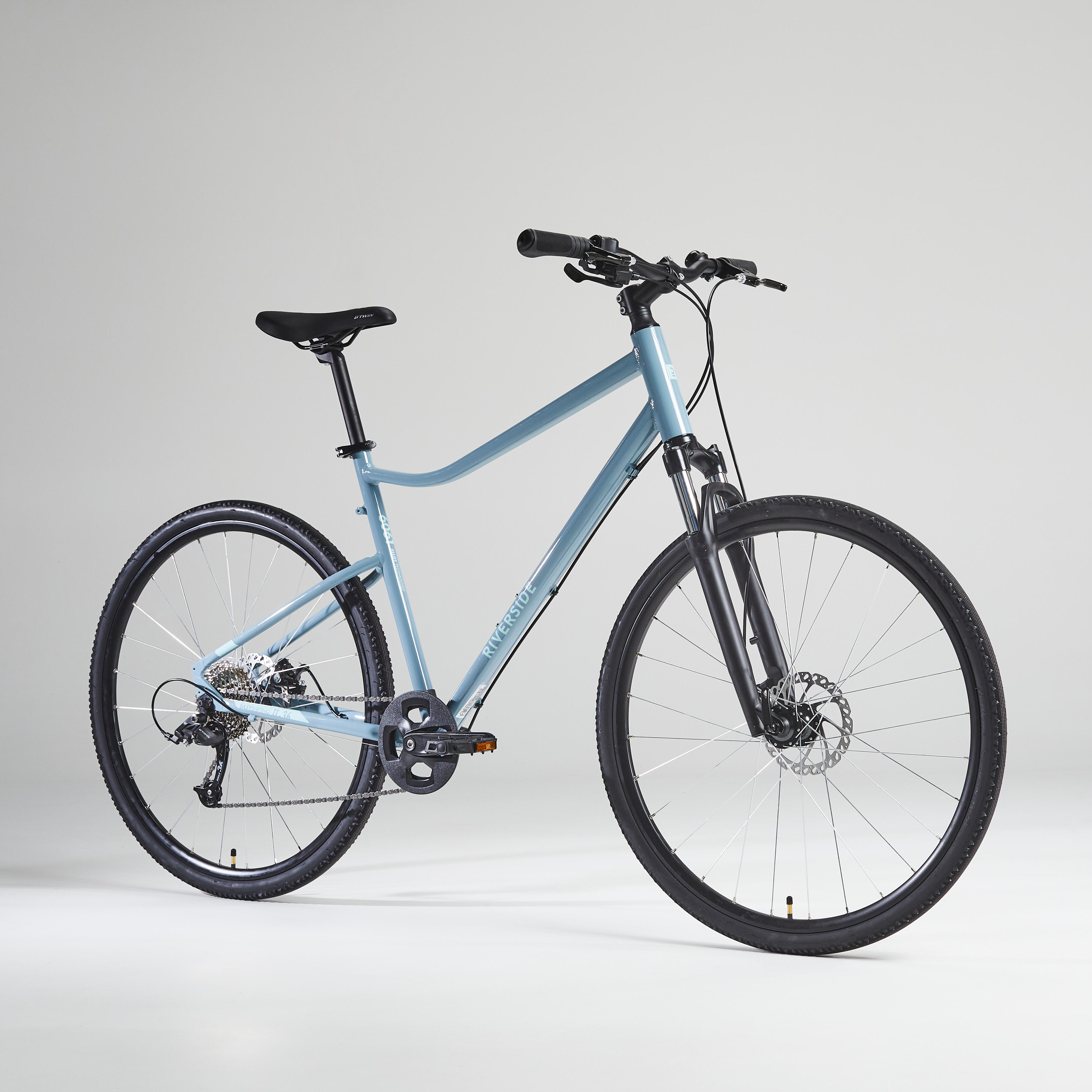 Riverside 500 Hybrid Bike light blue Decathlon