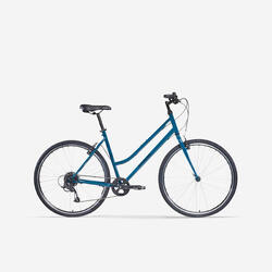 Bicicleta de trekking cuadro bajo monoplato 8V Riverside 120 azul oscuro