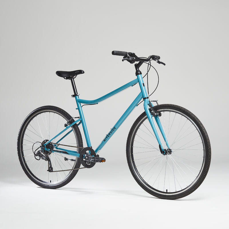 Bicicleta de trekking 28 pulgadas monoplato 8V Riverside 120 azul