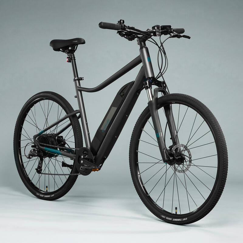 ELECTRIC HYBRID BIKE RIVERSIDE 500E GREY/GREEN Decathlon