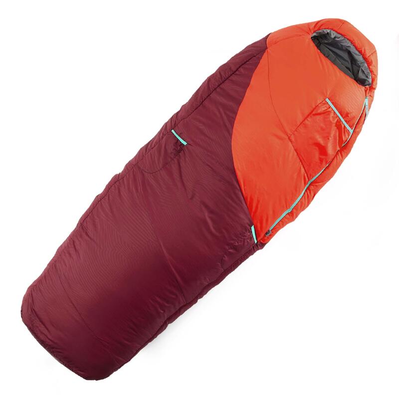 Saco de dormir 0 °C confort niños 115-155 cm 0 °C confort forma momia MH500 rojo