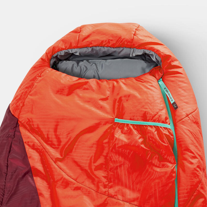 Saco de dormir 0 °C confort niños 115-155 cm 0 °C confort forma momia MH500 rojo