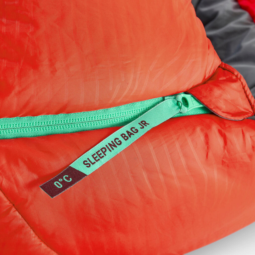 sleeping bagpara 0°C tipo momia de camping para Niños Quechua MH500 rojo