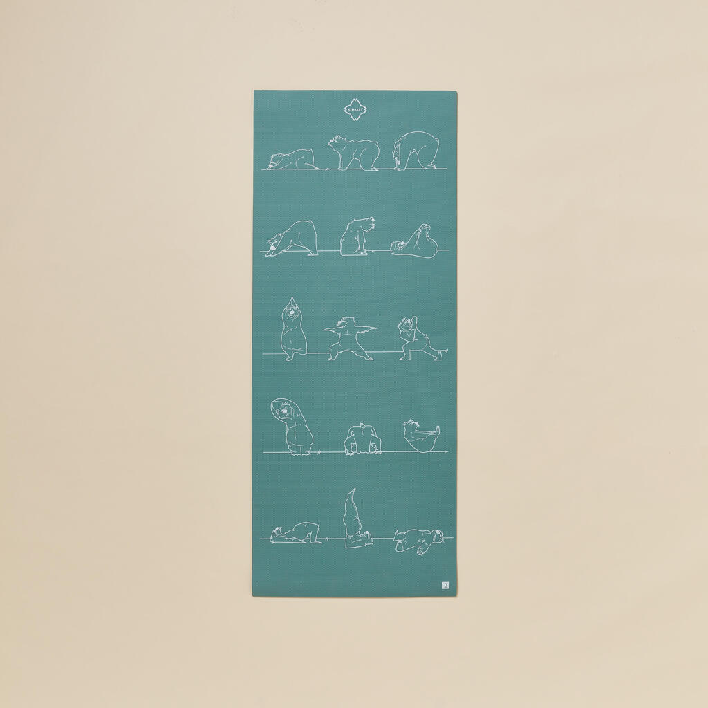 Kids' Yoga Mat 150 cm ⨯ 60 cm ⨯ 5 mm - Khaki Bear