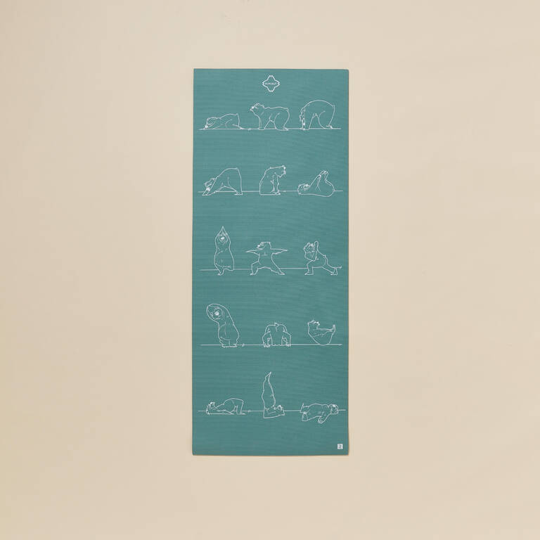 Kids' Yoga Mat 150 cm ⨯ 60 cm ⨯ 5 mm - Khaki Bear
