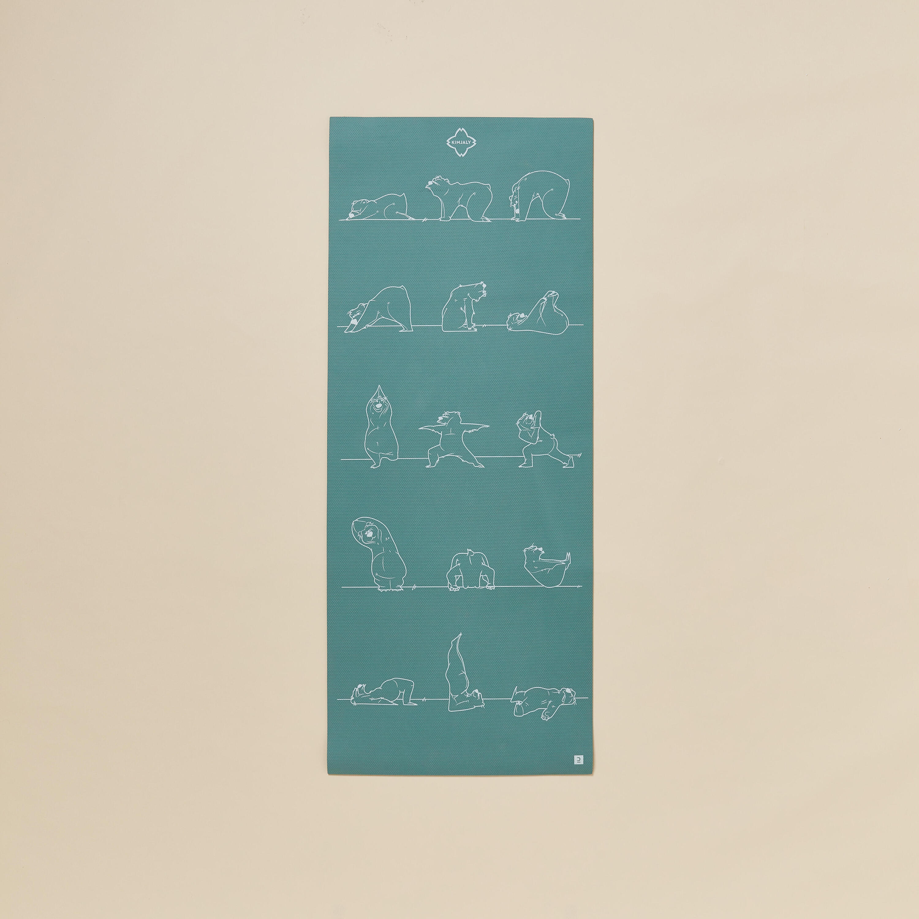 KIMJALY Kids' Yoga Mat 150 cm ⨯ 60 cm ⨯ 5 mm - Khaki Bear